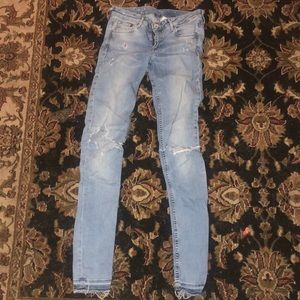 Skinny ripped light blue jeans H&M